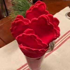 Red embroidered cocktail napkins